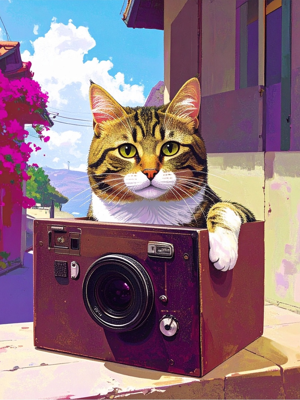 Tabby Cat Wall Art Print in Brown - Charming Home Decor